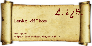 Lenko Ákos névjegykártya